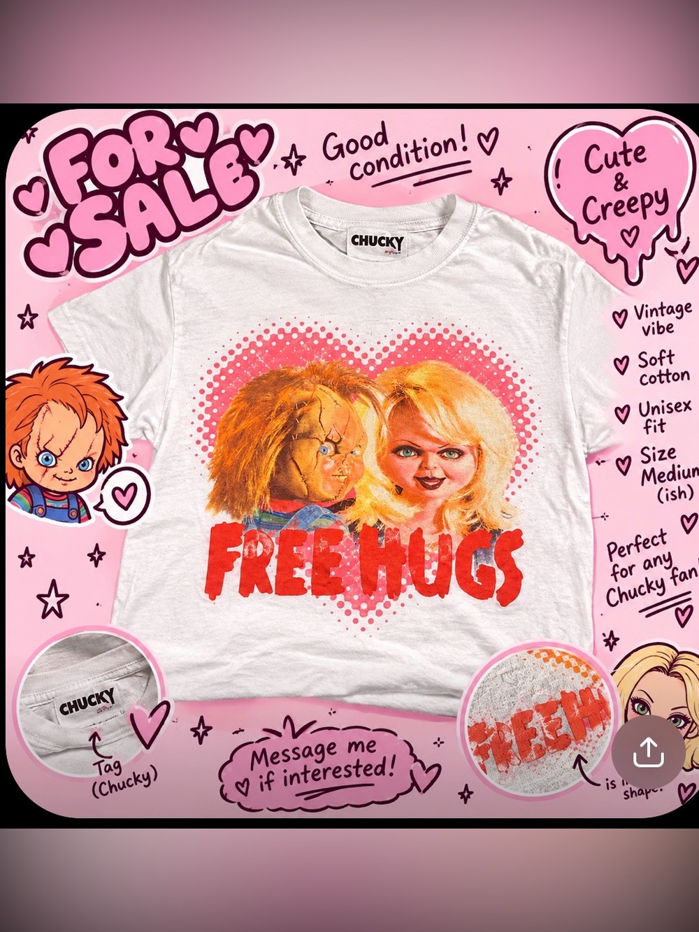 🔪🔪 “Free Hugs” Chucky Graphic Tee 🖤🖤